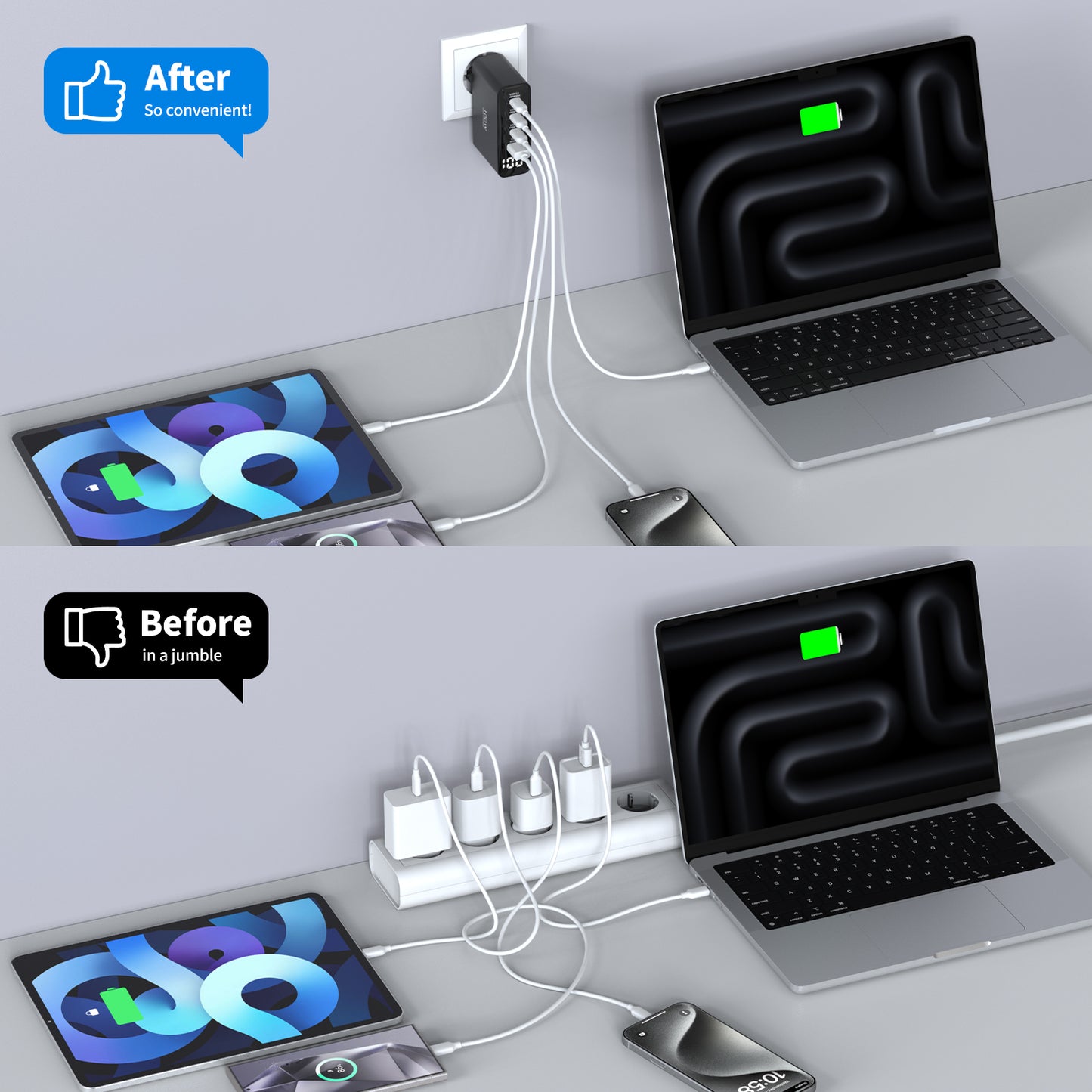 140W 5-Port GaN USB-C Fast Charger with Display