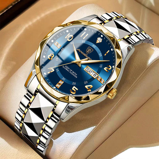 POEDAGAR Men's Stainless Steel Quartz Watch