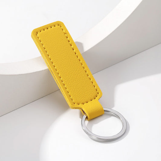 Simple PU Leather Business Keychain – European Style Coffee, Red & Pink Leather Strap Key Ring Gift