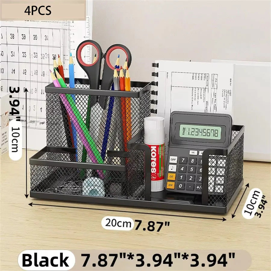Mesh Desk Organizer – 3-Compartment Storage Caddy