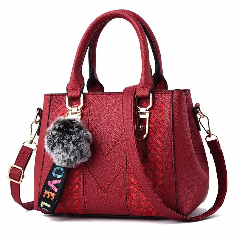Women’s Embroidered Leather Messenger Handbag