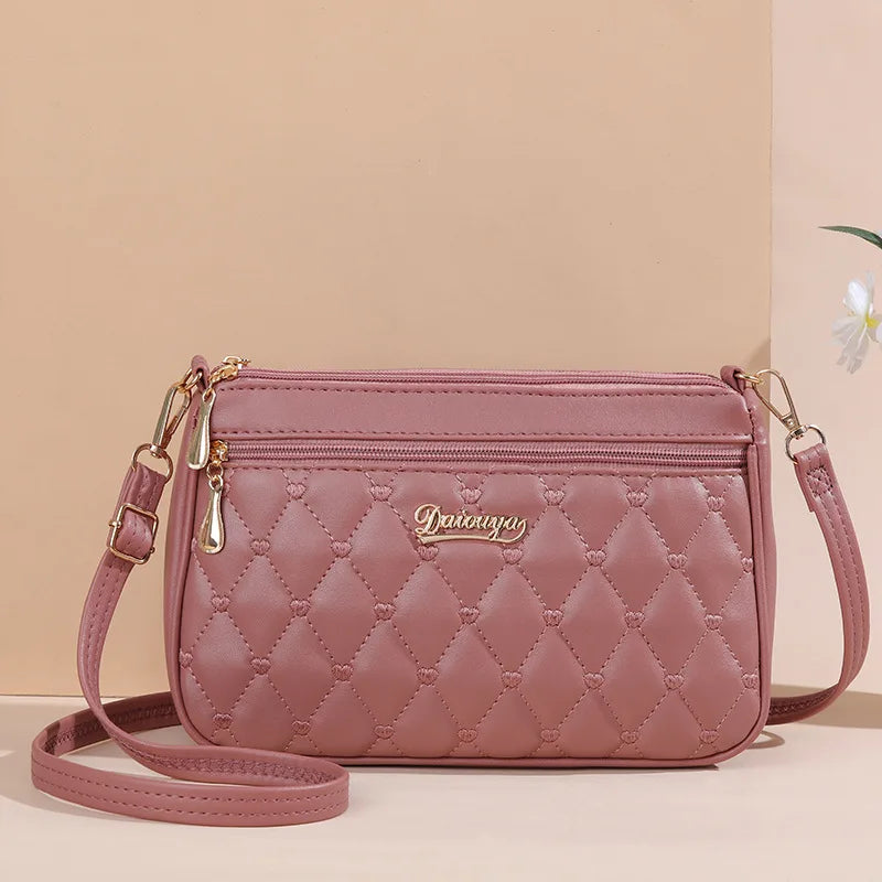 Women’s Embroidered Leather Messenger Handbag