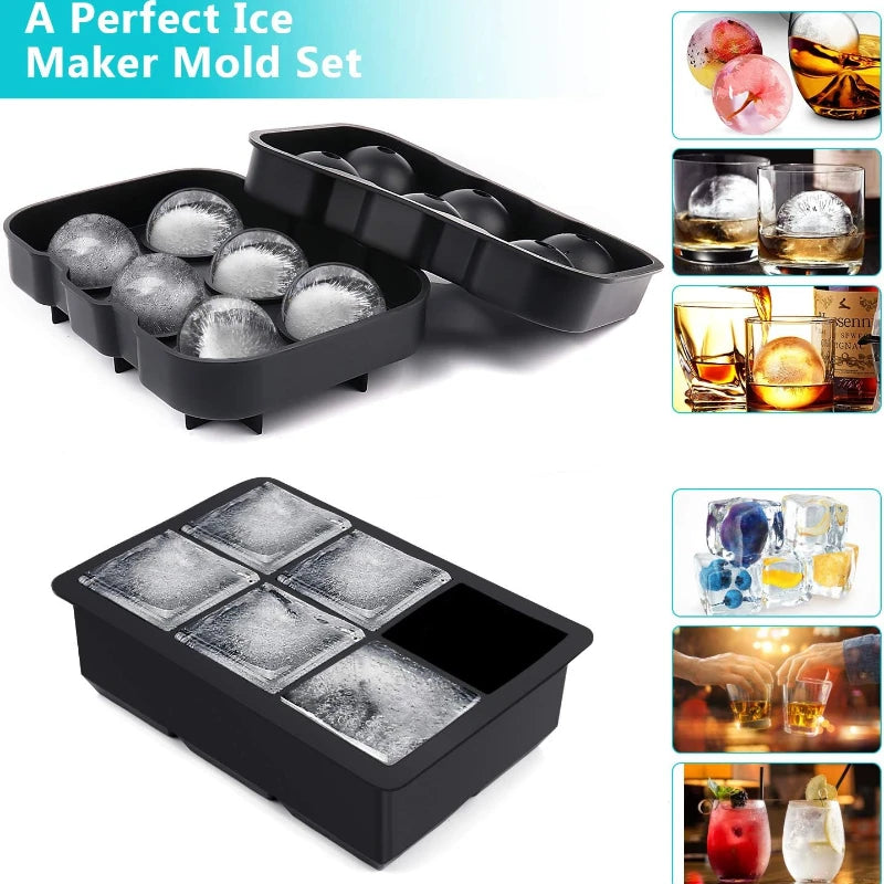 Silicone Ice Ball Maker – 4/6/8 Grid Ice Cube Mold
