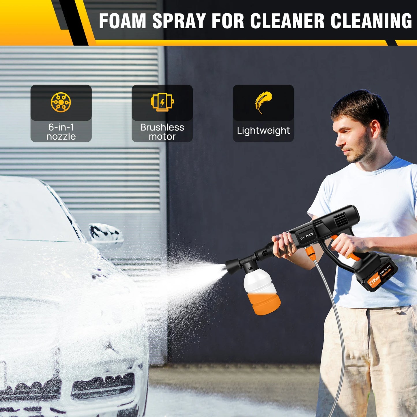 Cordless Portable Pressure Washer – 6-in-1 Nozzle