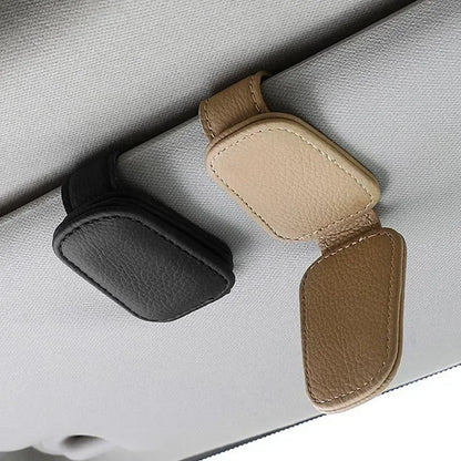 Magnetic Leather Car Sunglasses Holder – Sun Visor Clip