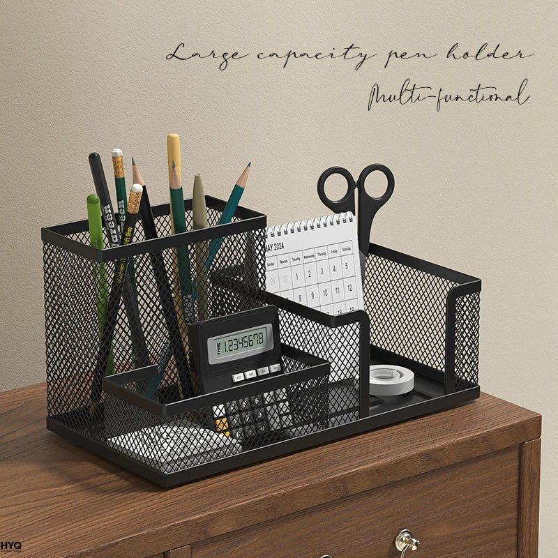 Mesh Desk Organizer – 3-Compartment Storage Caddy