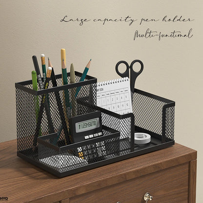 Mesh Desk Organizer – 3-Compartment Storage Caddy