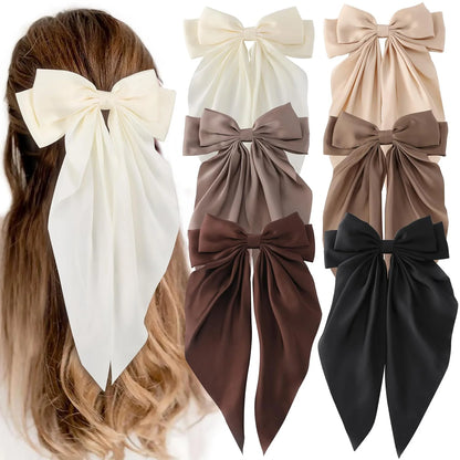 Korean Satin Bow Hair Clip – Large Ribbon Hair Accessory