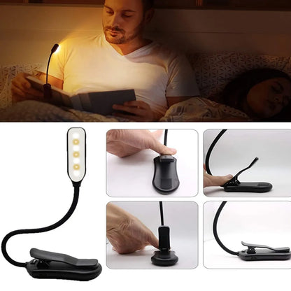 7-LED USB Rechargeable Book Light – Flexible Clip Reading Lamp