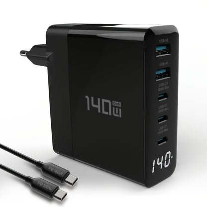 140W 5-Port GaN USB-C Fast Charger with Display