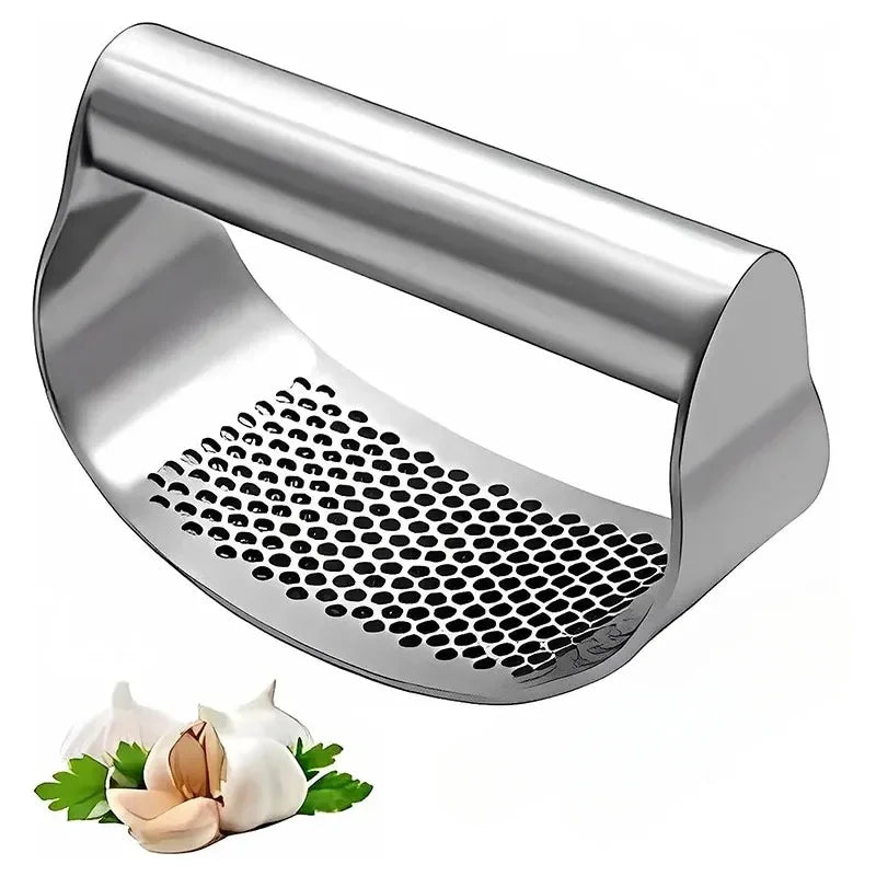 : Stainless Steel Garlic Press – Manual Garlic & Ginger Crusher**