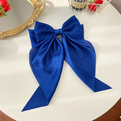 Korean Satin Bow Hair Clip – Large Ribbon Hair Accessory