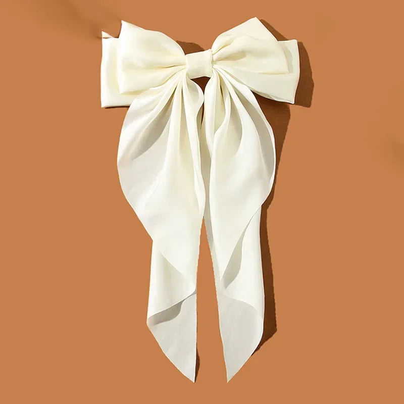 Korean Satin Bow Hair Clip – Large Ribbon Hair Accessory