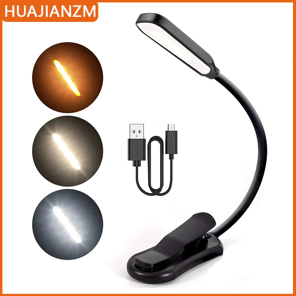 7-LED USB Rechargeable Book Light – Flexible Clip Reading Lamp