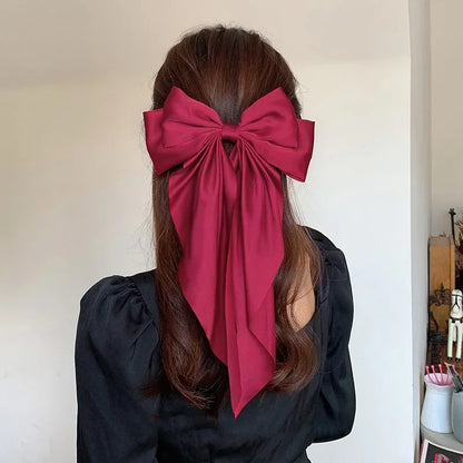 Korean Satin Bow Hair Clip – Large Ribbon Hair Accessory