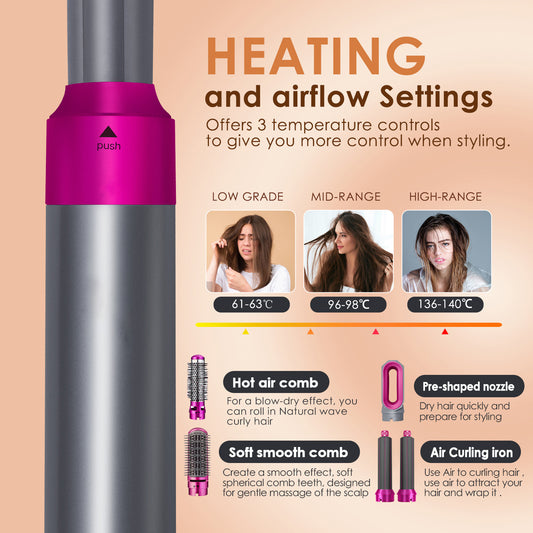 5-in-1 Electric Hot Comb & Hair Curling Iron Set