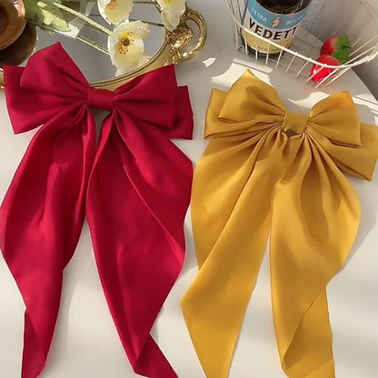 Korean Satin Bow Hair Clip – Large Ribbon Hair Accessory