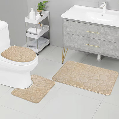 Non-Slip 3-Piece Bathroom Mat Set