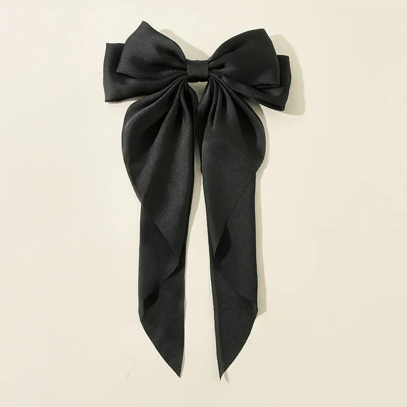 Korean Satin Bow Hair Clip – Large Ribbon Hair Accessory