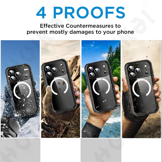 IP68 Waterproof Magnetic Case for iPhone 17/16/15/14/13 Pro Max