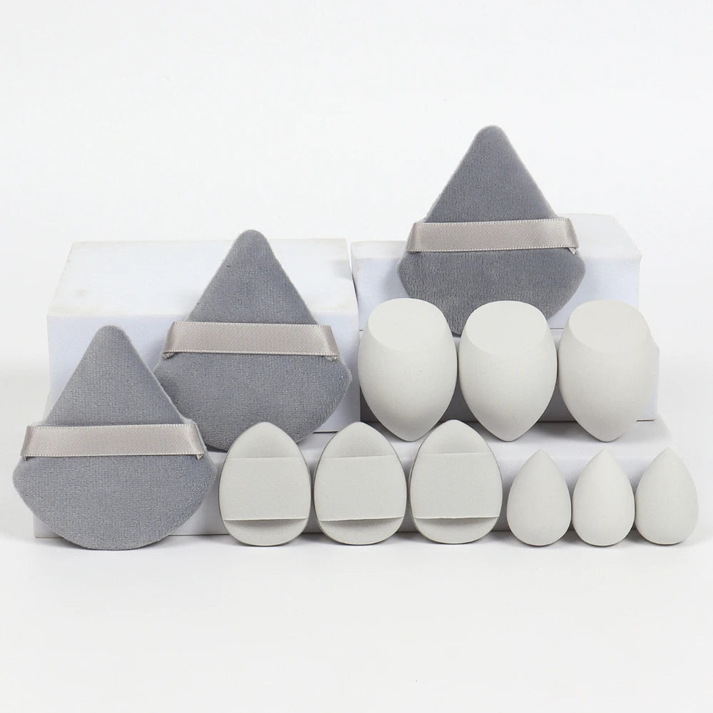 12PCS Velvet Makeup Puffs – Triangle Powder & Foundation Sponges