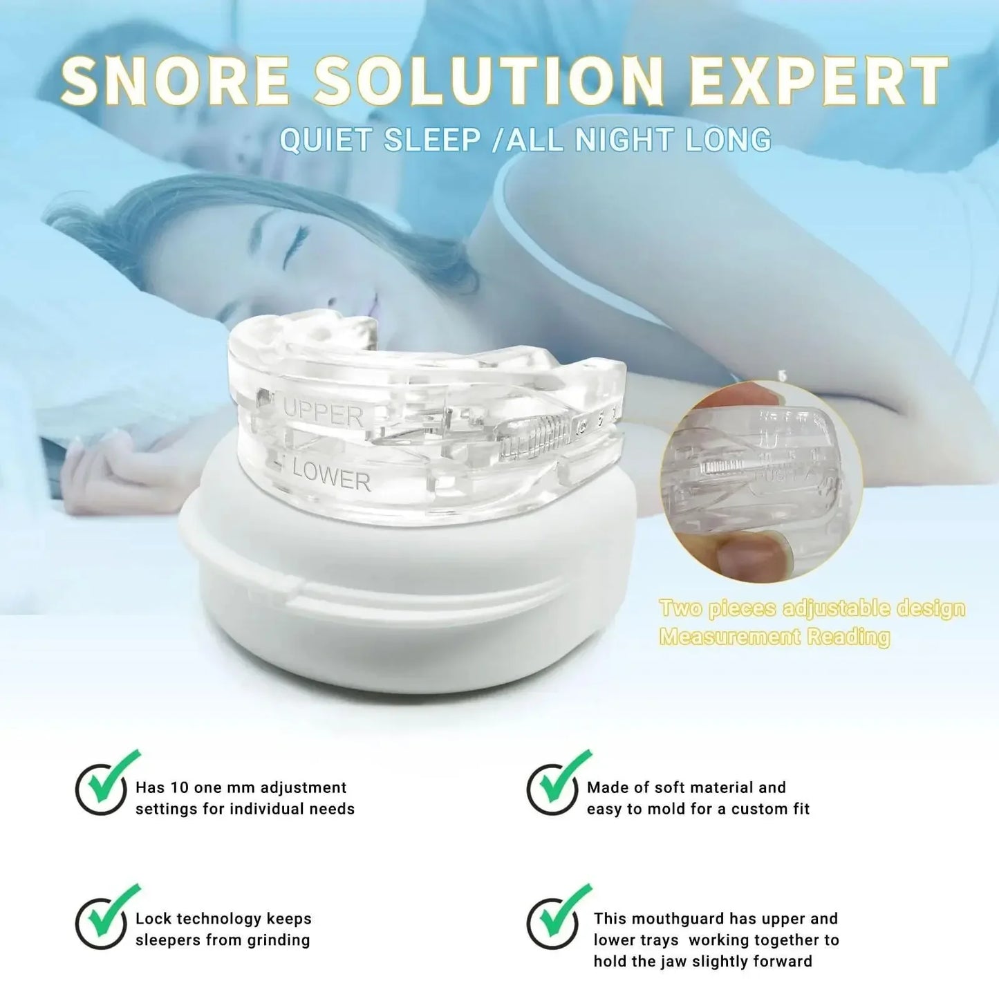 Adjustable Anti-Snoring Mouth Guard – Nighttime Teeth & Bite Guard