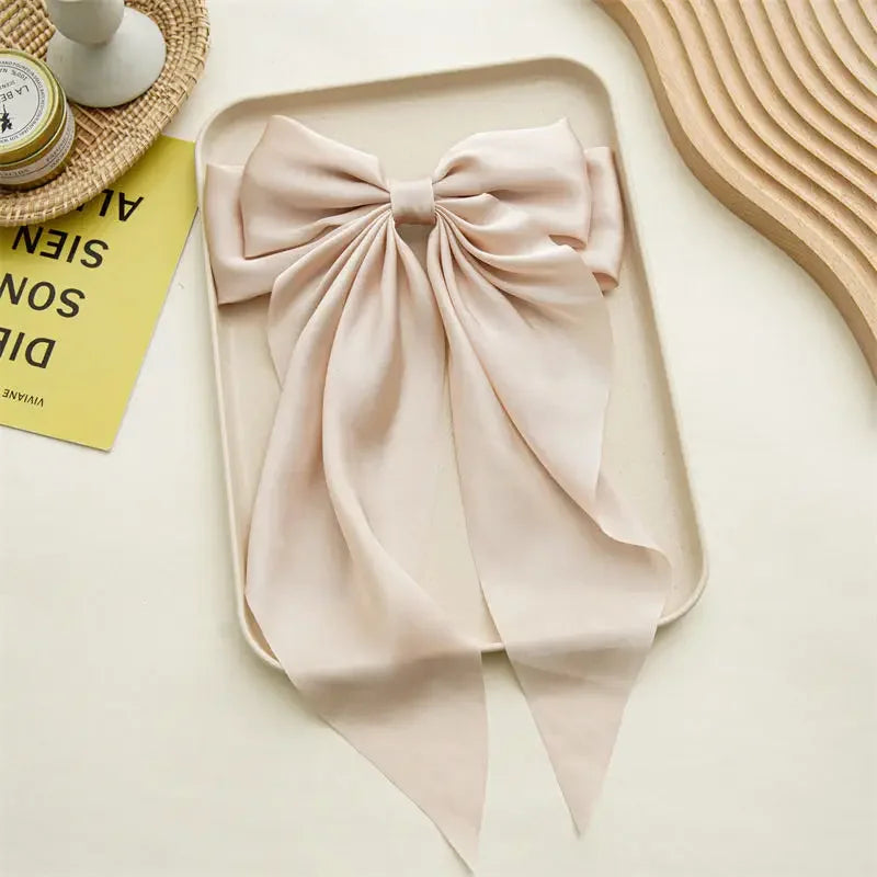 Korean Satin Bow Hair Clip – Large Ribbon Hair Accessory