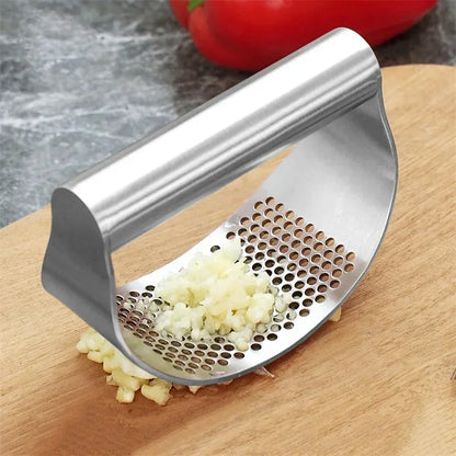: Stainless Steel Garlic Press – Manual Garlic & Ginger Crusher**