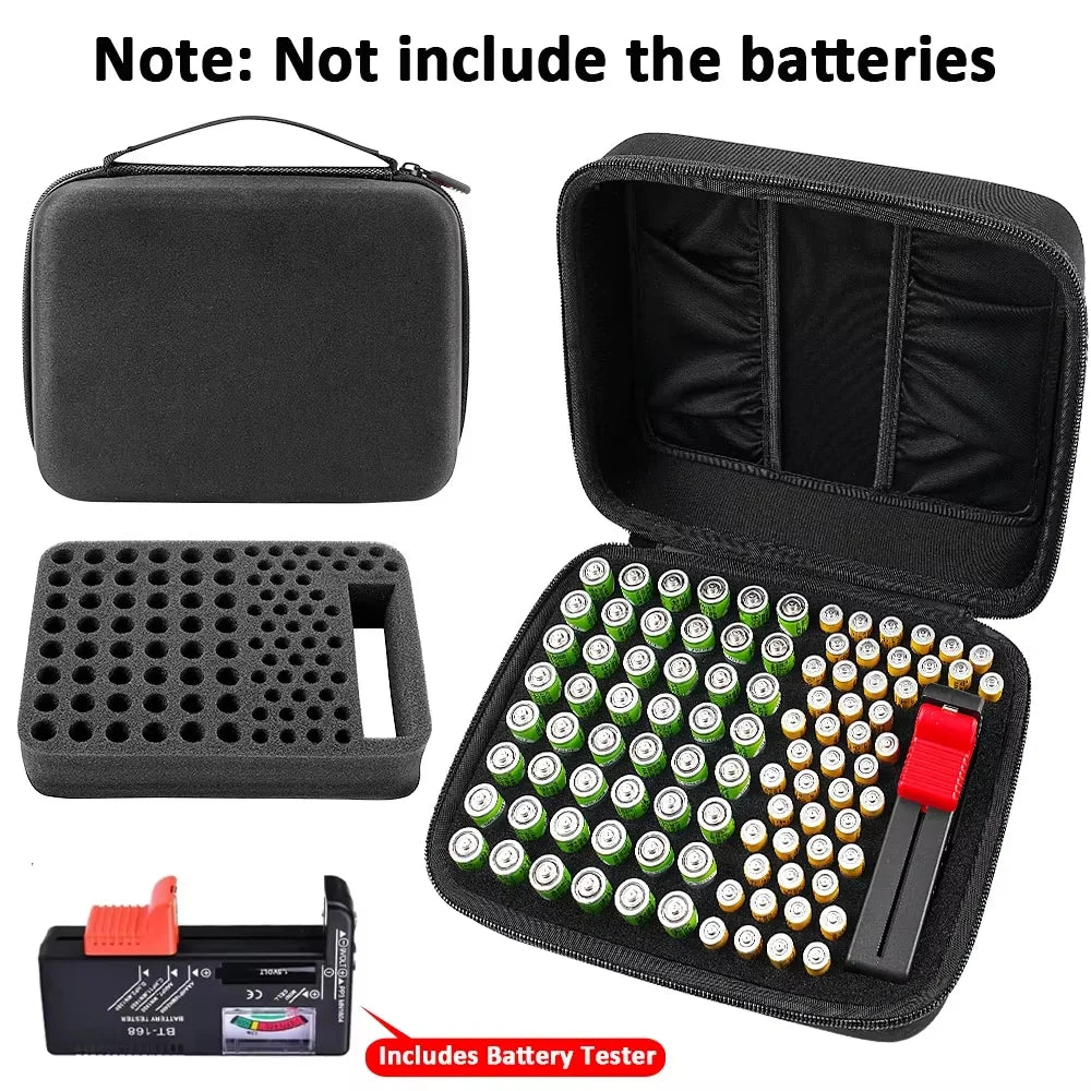 96-Battery Organizer Case – AA/AAA Storage with Tester