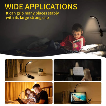 7-LED USB Rechargeable Book Light – Flexible Clip Reading Lamp