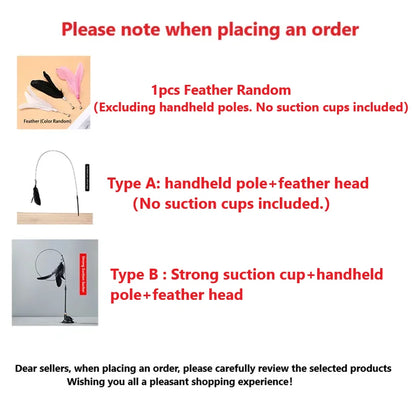 Cat Teaser Stick – Suction Cup Toy with Bell & Feather