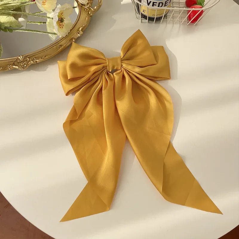 Korean Satin Bow Hair Clip – Large Ribbon Hair Accessory
