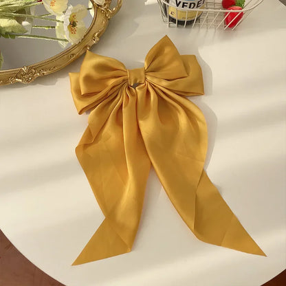 Korean Satin Bow Hair Clip – Large Ribbon Hair Accessory