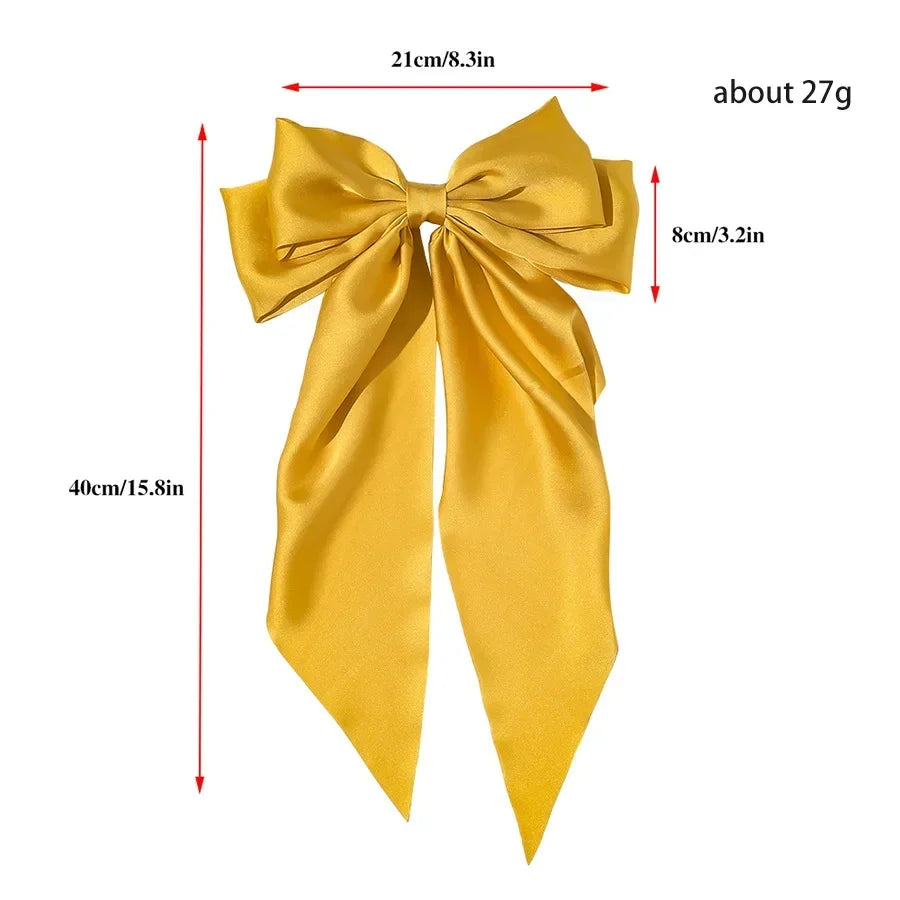 Korean Satin Bow Hair Clip – Large Ribbon Hair Accessory