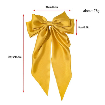 Korean Satin Bow Hair Clip – Large Ribbon Hair Accessory
