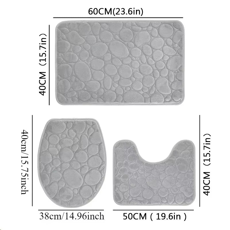 Non-Slip 3-Piece Bathroom Mat Set
