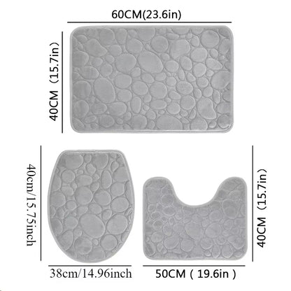 Non-Slip 3-Piece Bathroom Mat Set