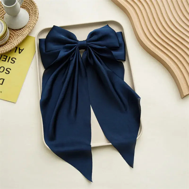 Korean Satin Bow Hair Clip – Large Ribbon Hair Accessory