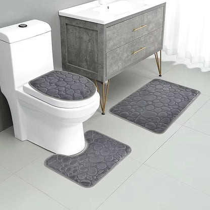 Non-Slip 3-Piece Bathroom Mat Set