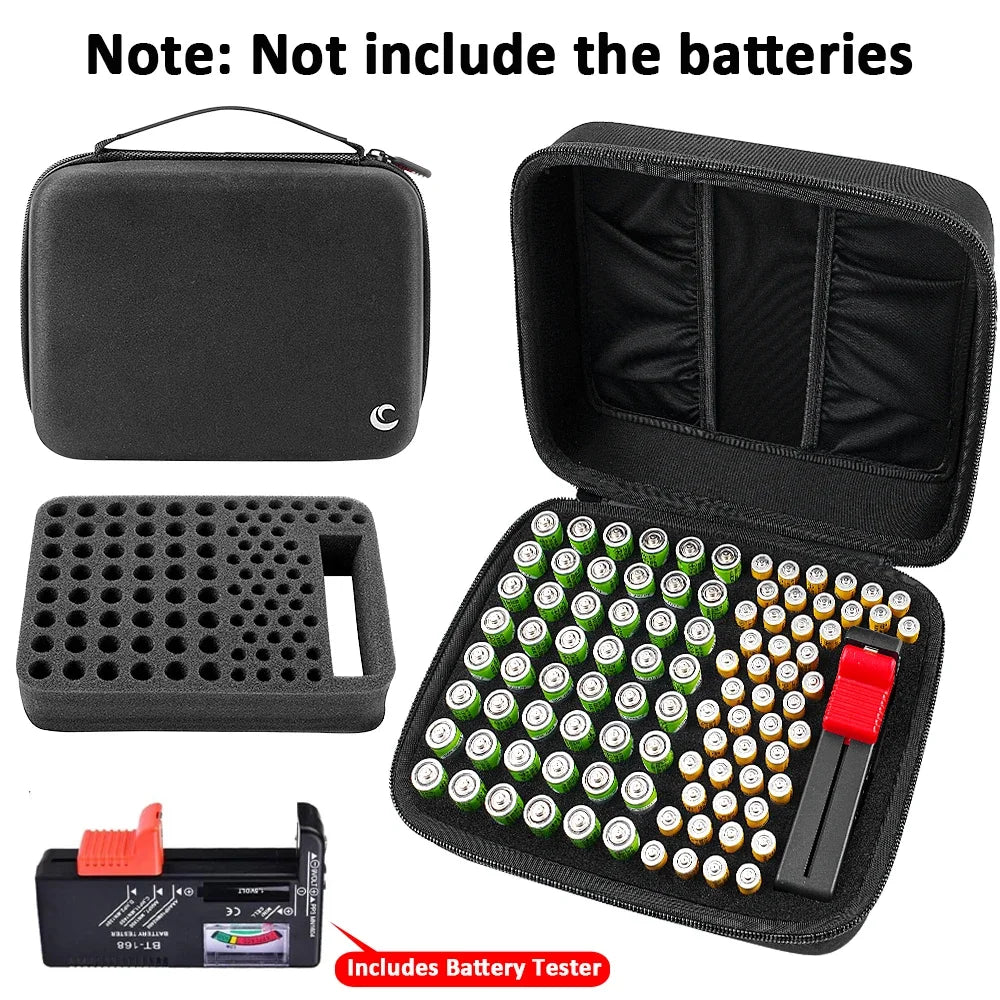 96-Battery Organizer Case – AA/AAA Storage with Tester