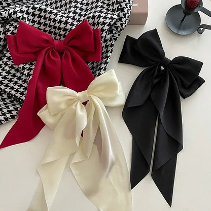 Korean Satin Bow Hair Clip – Large Ribbon Hair Accessory