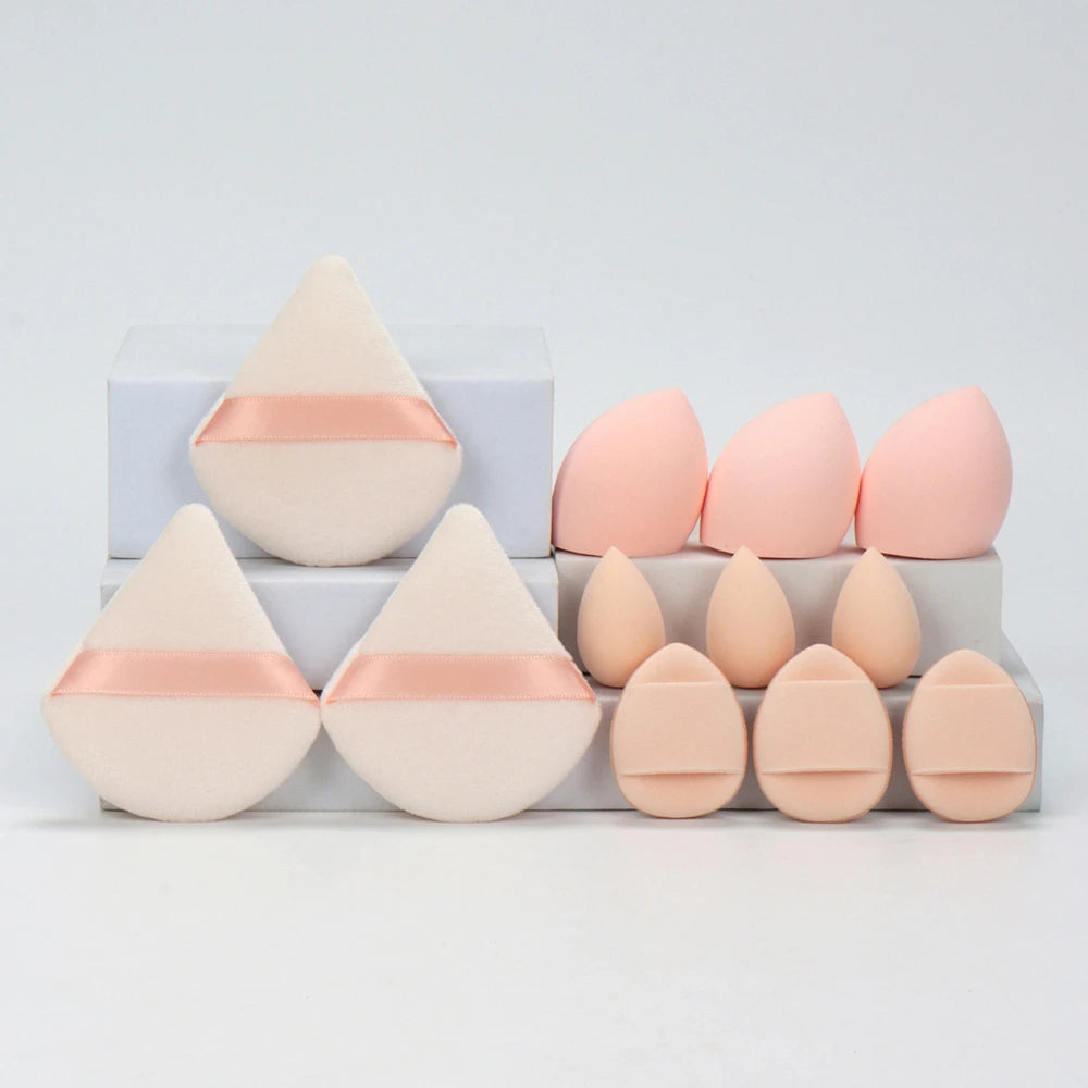 12PCS Velvet Makeup Puffs – Triangle Powder & Foundation Sponges