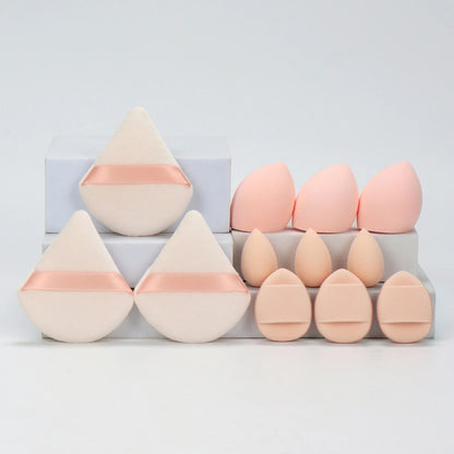 12PCS Velvet Makeup Puffs – Triangle Powder & Foundation Sponges