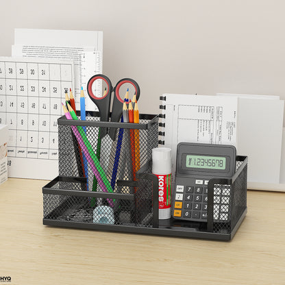 Mesh Desk Organizer – 3-Compartment Storage Caddy