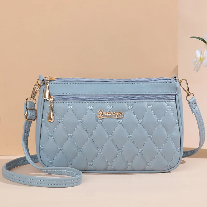 Women’s Embroidered Leather Messenger Handbag