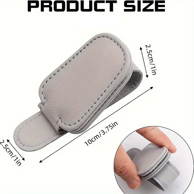 Magnetic Leather Car Sunglasses Holder – Sun Visor Clip
