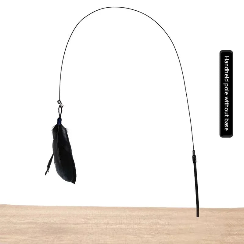 Cat Teaser Stick – Suction Cup Toy with Bell & Feather
