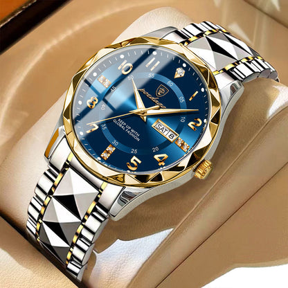 POEDAGAR Men's Stainless Steel Quartz Watch