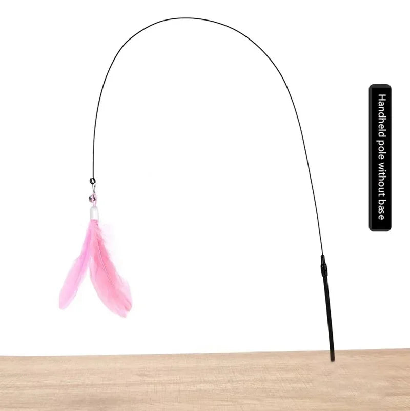 Cat Teaser Stick – Suction Cup Toy with Bell & Feather