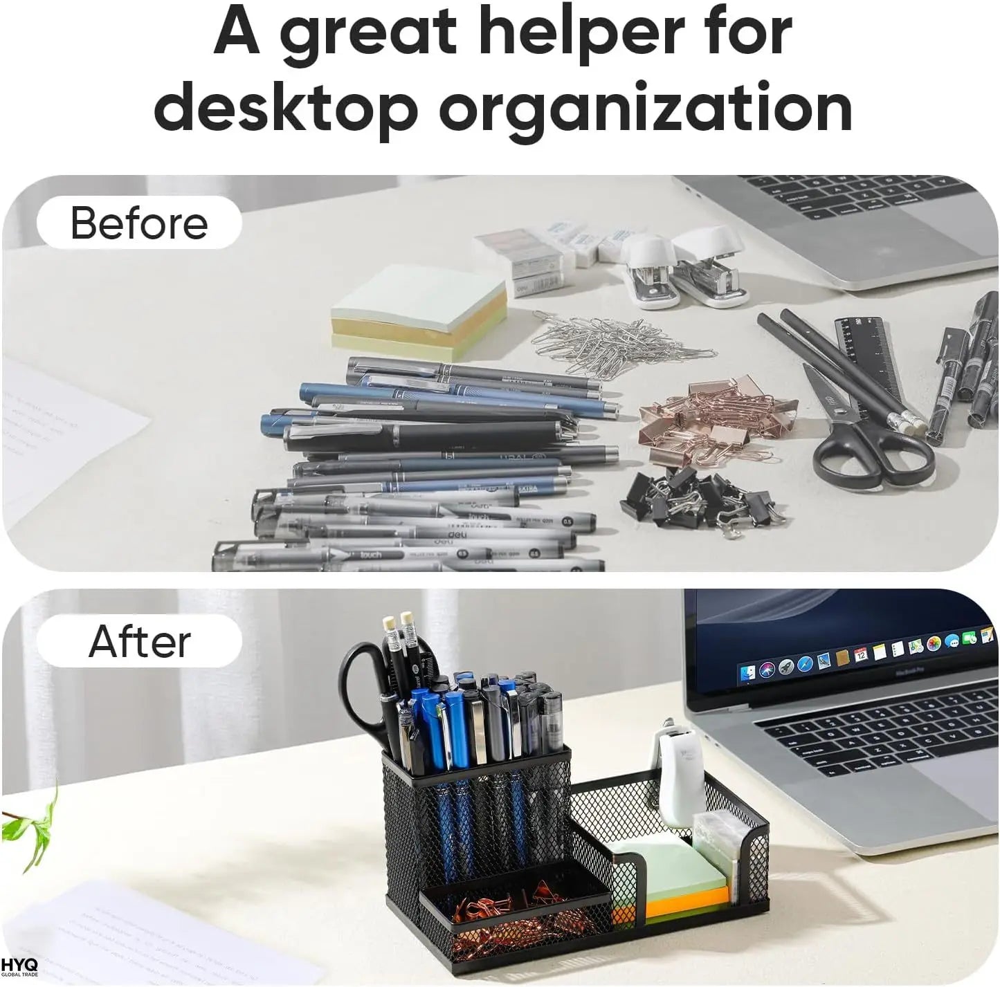 Mesh Desk Organizer – 3-Compartment Storage Caddy